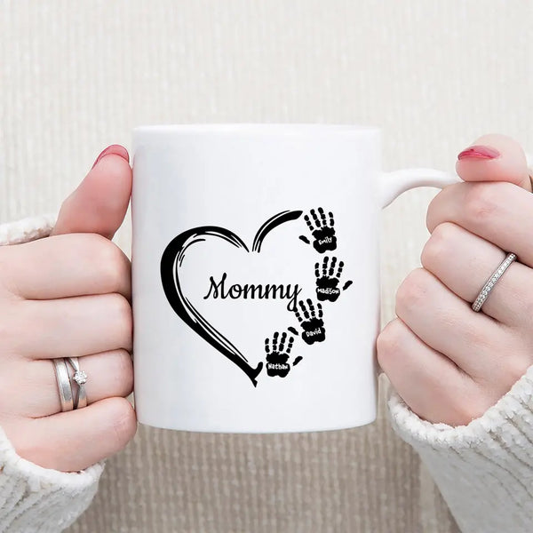 Personalized Heart Shape Family Names Mugs Gifts For Mommy And Grandma