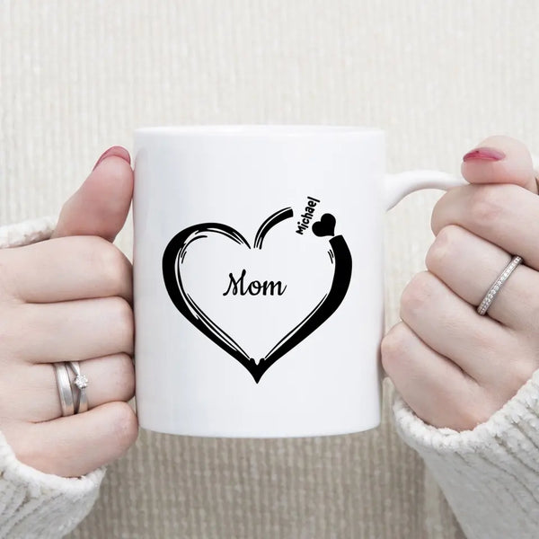 Custom Heart Shape Family Names Mugs Gifts For Mom And Grandma