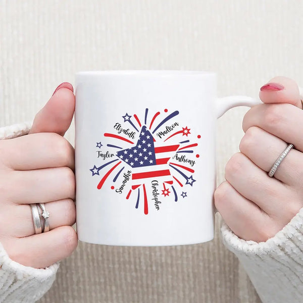 Personalized American Flag Firework Mugs Gifts For Americans