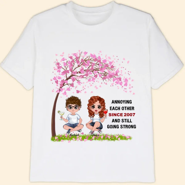 Personalized Couple T-Shirts Couple Drinking Under A Tree Shirts