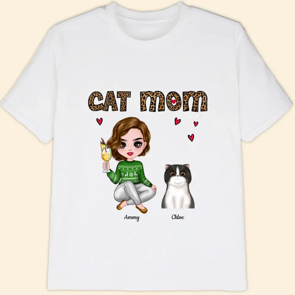 Customized Cat Mom T Shirt Personalized Shirt For Women